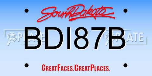 BDI87B South Dakota License Plate
