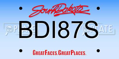 BDI87S South Dakota License Plate