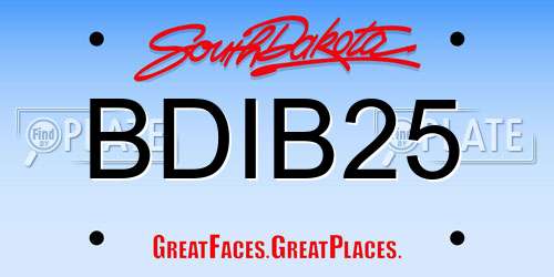BDIB25 South Dakota License Plate