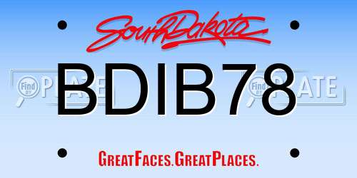 BDIB78 South Dakota License Plate
