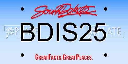 BDIS25 South Dakota License Plate