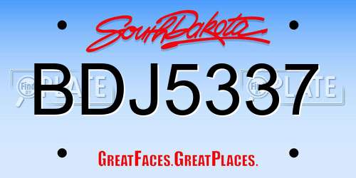 BDJ5337 South Dakota License Plate