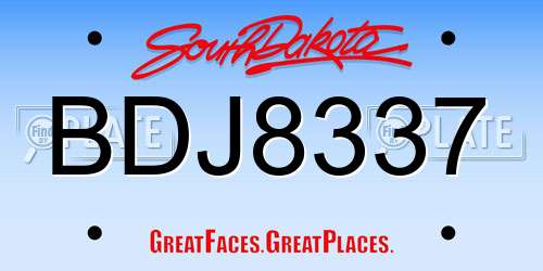 BDJ8337 South Dakota License Plate