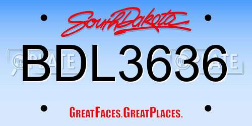 BDL3636 South Dakota License Plate