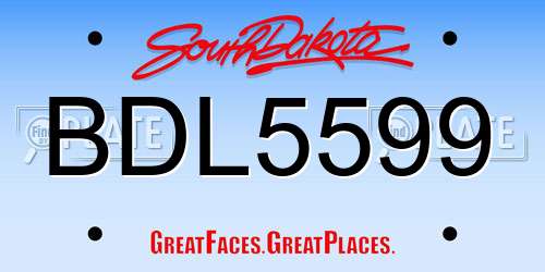 BDL5599 South Dakota License Plate