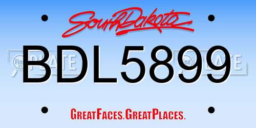 BDL5899 South Dakota License Plate