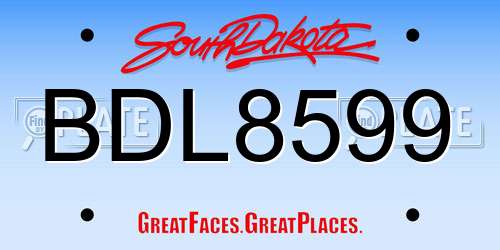 BDL8599 South Dakota License Plate