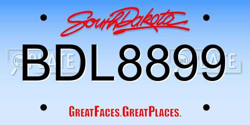 BDL8899 South Dakota License Plate