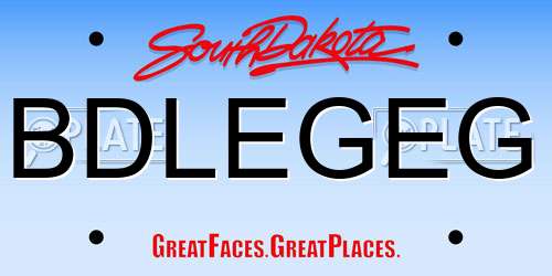BDLEGEG South Dakota License Plate
