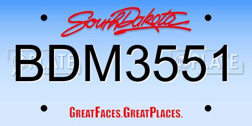 BDM3551 South Dakota License Plate