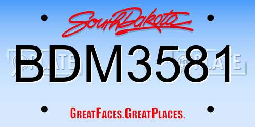 BDM3581 South Dakota License Plate