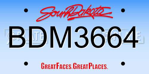 BDM3664 South Dakota License Plate