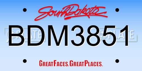 BDM3851 South Dakota License Plate