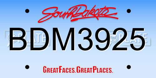 BDM3925 South Dakota License Plate