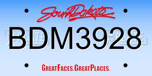 BDM3928 South Dakota License Plate