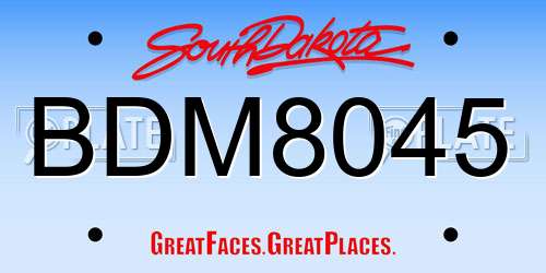BDM8045 South Dakota License Plate
