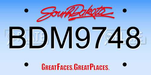 BDM9748 South Dakota License Plate