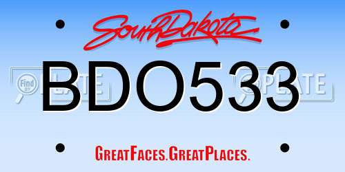 BDO533 South Dakota License Plate