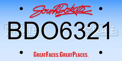 BDO6321 South Dakota License Plate