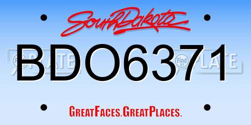 BDO6371 South Dakota License Plate