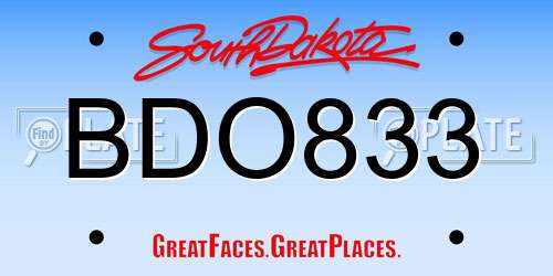 BDO833 South Dakota License Plate