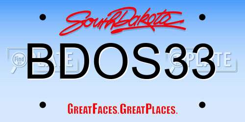 BDOS33 South Dakota License Plate