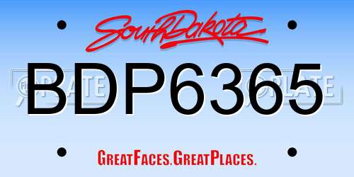 BDP6365 South Dakota License Plate