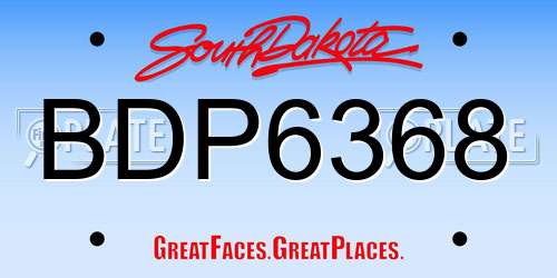 BDP6368 South Dakota License Plate