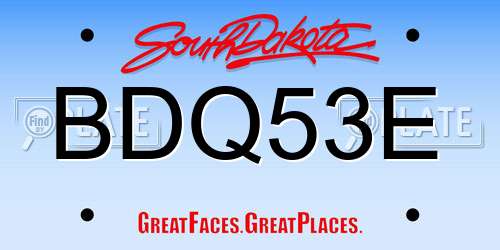 BDQ53E South Dakota License Plate