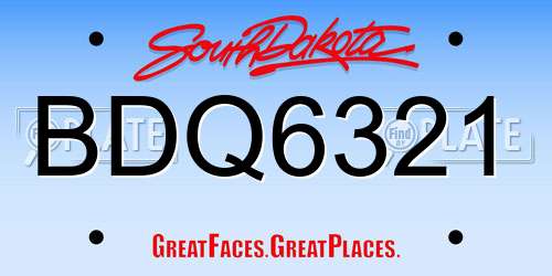 BDQ6321 South Dakota License Plate