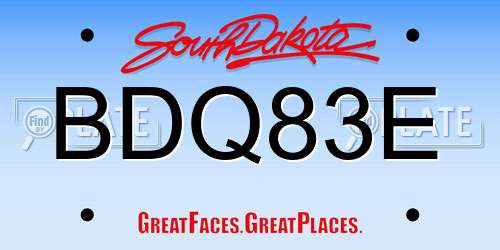 BDQ83E South Dakota License Plate