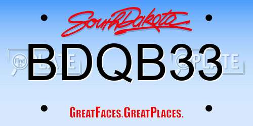 BDQB33 South Dakota License Plate
