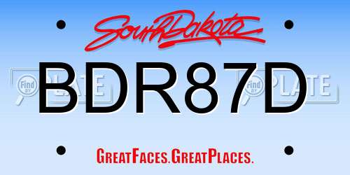 BDR87D South Dakota License Plate