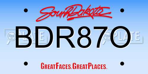 BDR87O South Dakota License Plate