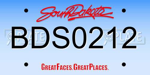 BDS0212 South Dakota License Plate