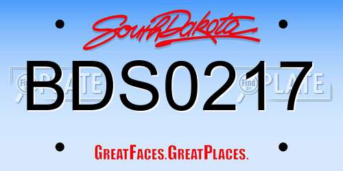 BDS0217 South Dakota License Plate
