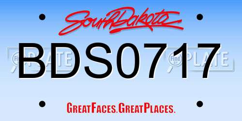 BDS0717 South Dakota License Plate