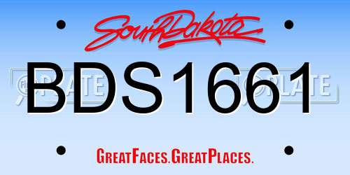 BDS1661 South Dakota License Plate
