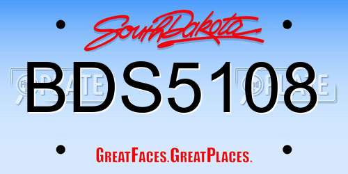 BDS5108 South Dakota License Plate