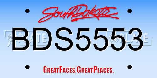 BDS5553 South Dakota License Plate