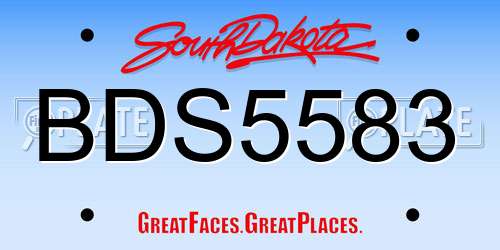 BDS5583 South Dakota License Plate
