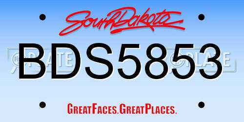 BDS5853 South Dakota License Plate
