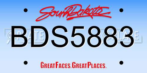 BDS5883 South Dakota License Plate