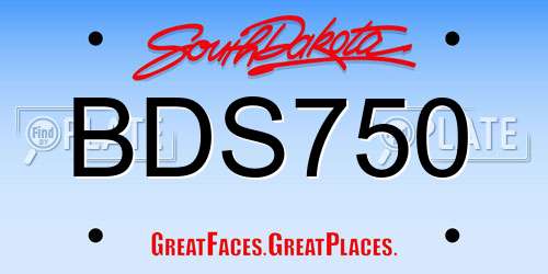 BDS750 South Dakota License Plate