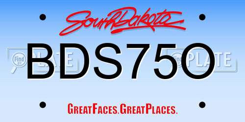 BDS75O South Dakota License Plate
