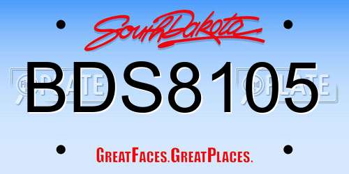 BDS8105 South Dakota License Plate