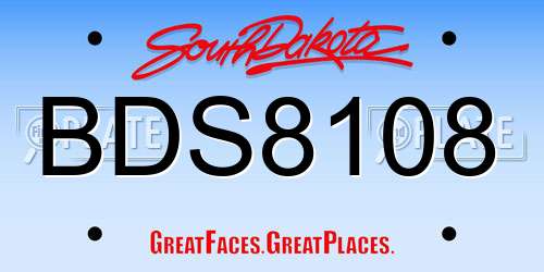 BDS8108 South Dakota License Plate