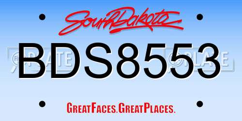 BDS8553 South Dakota License Plate
