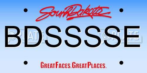 BDSSSSE South Dakota License Plate