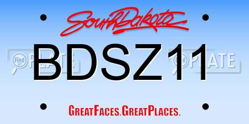 BDSZ11 South Dakota License Plate